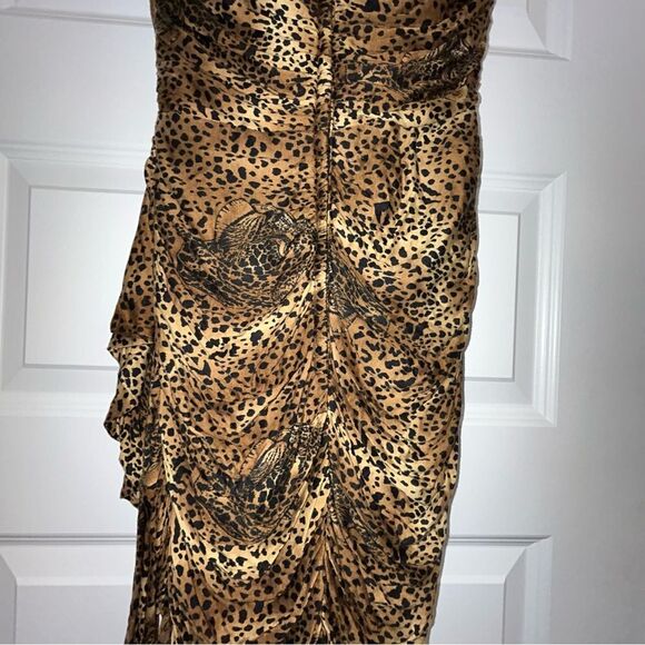 Vintage Lillie Rubin Animal Print Cap Sleeve Ruched Dress - Picture 6 of 9
